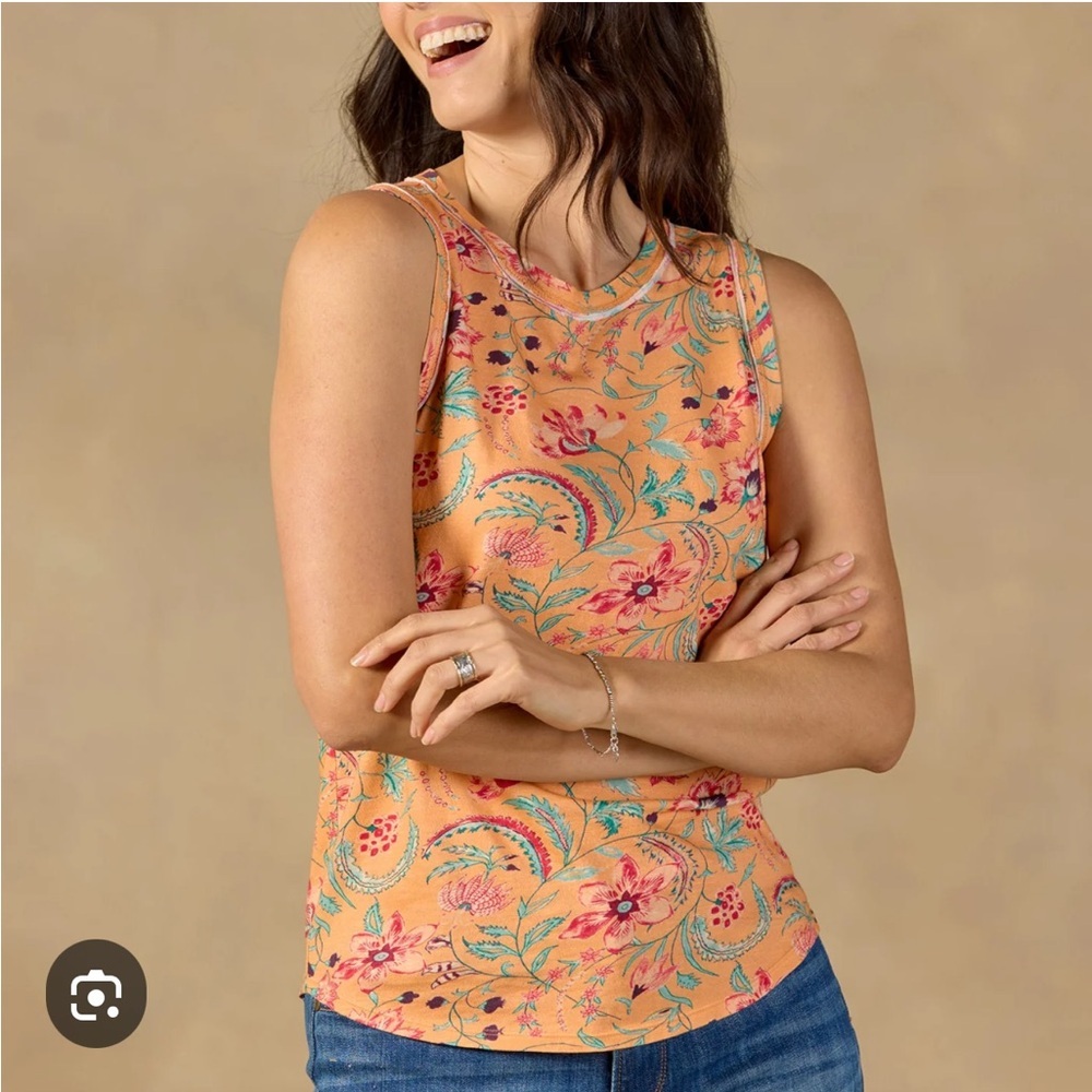 Sundance Mollie Printed Tank, Floral Tank, Peach, New, XXL